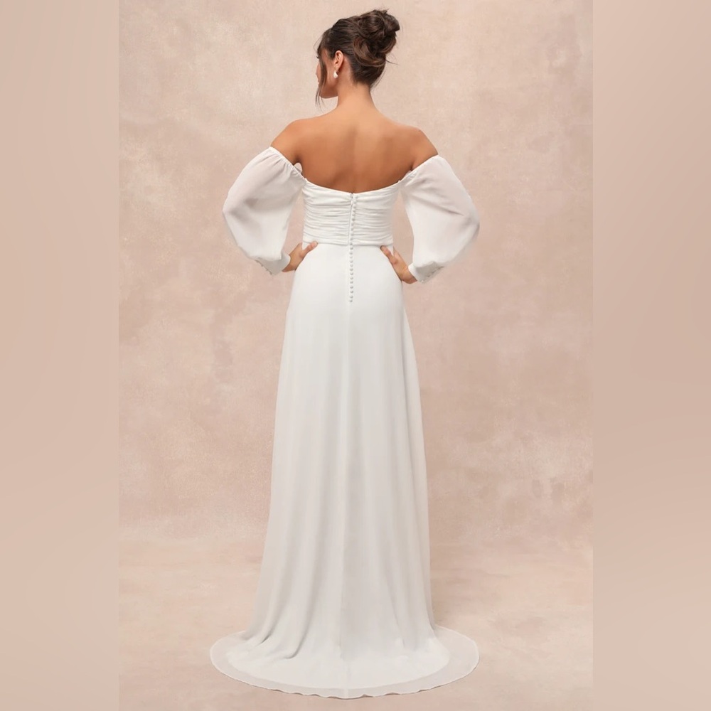 NEW w/tag Lulus Adorna White Off-the-Shoulder Maxi Dress - Picture 5 of 12